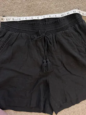 Briggs New York Black Linen Blend Pull On Drawstring Shorts - Medium Preppy thumbnail 8