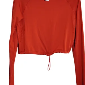 Gymshark Red Long Sleeve Crop Top Drawstring Hem Perforated Activewear Small‎ thumbnail 2