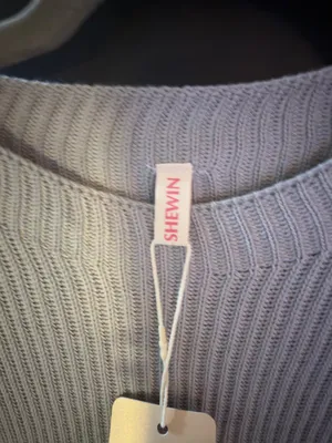 SHEWIN Light Gray Ribbed Knit Poncho Tunic thumbnail 3