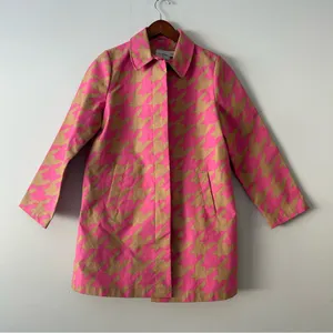 Isaac Mizrahi for Target|Pink and Tan Houndstooth Raincoat sz Small thumbnail 1