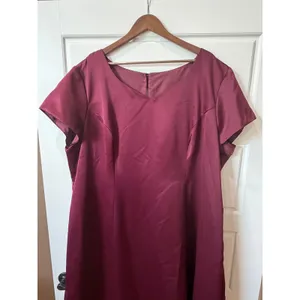 Michaelangelo Burgundy Satin Maxi‎ Dress Gown Size 26 Formal Regencycore thumbnail 3