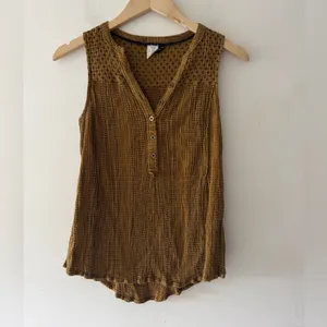 Anthropologie Akemi + Kin Sleeveless‎ Patterned Boho Brown Blouse thumbnail 2