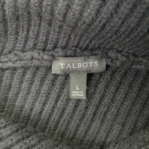 Talbots Womens L Black Sweater Ribbed Knit‎ Asymmetric Zip Funnel Neck Pullover thumbnail 7