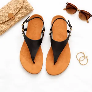 Vionic Kirra Black Leather Orthotic Ring Detail Comfort Thong Sandals Size 6 EUC thumbnail 9
