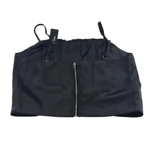 Lulus -385 NWT Luxe'd Out Black Satin‎ Cropped Tank Top Women's Size Large thumbnail 4