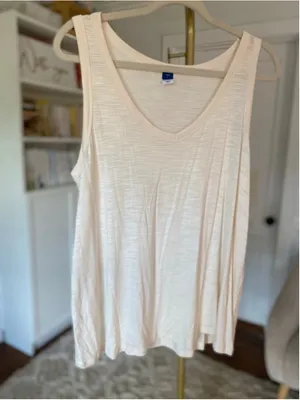 Old Navy Luxe Soft Tank Coastal Quiet‎ Luxury Minimalist Cream Top L Parisian thumbnail 2