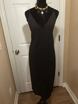 ZARA Black evening simple bridesmaid wedding guest dress thumbnail 6
