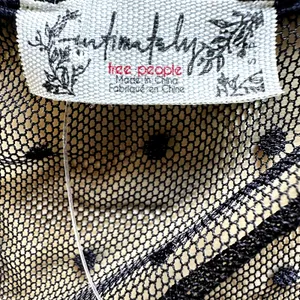 Free People Blush Up Cami Slim Ruched Swiss Dot Lace Puff Sleeve Black S NWT thumbnail 4