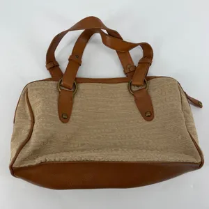 Vintage Y2K XOXO Monogram Satchel Bag Beige‎ Brown Studded Barrel Purse thumbnail 2