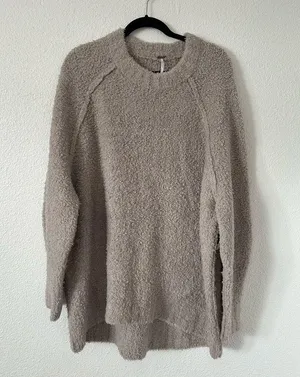 Free People Teddy Sweater Tunic in Silver Clouds sz M nwt thumbnail 5