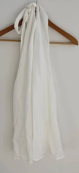 Beige Botany White Linen Blend Halter Mini Dress Size S Open Back thumbnail 1