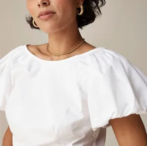 NWT J.CREW Fitted Puff-Sleeve Top White 8 thumbnail 2