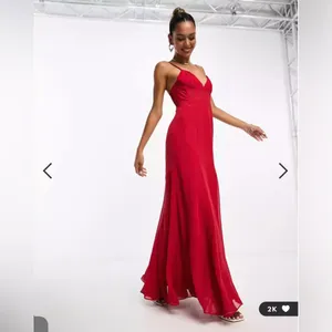NWT ASOS DESIGN ruched‎ bust chiffon panelled corset maxi dress in red sz 8 thumbnail 3