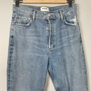 AGOLDE High Rise Straight Leg Distressed Jeans Light Wash Size 27‎ Button Fly thumbnail 5