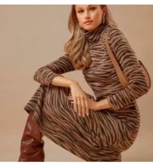 Tuckernuck Tiger Ellery knit midi dress Fall animal print sophisticated mock neck thumbnail 12