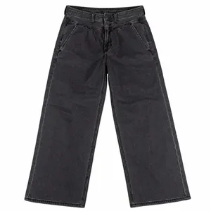 American Eagle Wide Leg Crop Black Washed Jeans Vintage Style Waist 6 Short thumbnail 1