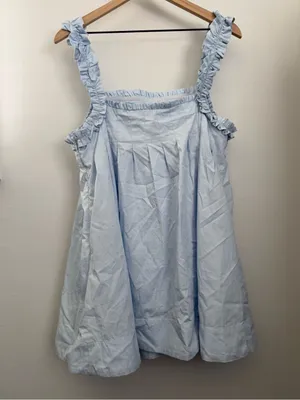 Runway Scout Women’s 14 Baby Blue Babydoll Mini Dress Ruffle Pleated Coquette‎ thumbnail 3