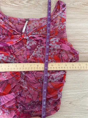 Free People Small Tell Me More Top Mesh Reversible Pink Ruch Floral Y2K Hippie thumbnail 7