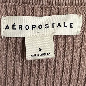 Aeropostale‎ Womens Ribbed Long Sleeve O-Ring V-Neck Crop Top Mauve Brown Small thumbnail 4