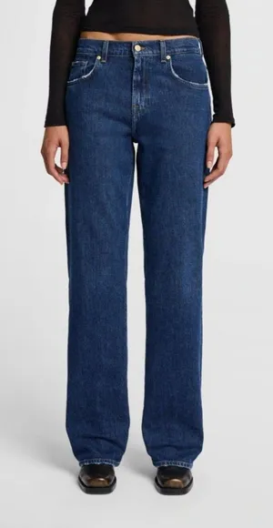 7 For All Mankind Tess Trouser Jeans High Rise Straight Relaxed Blue Size 23 thumbnail 1