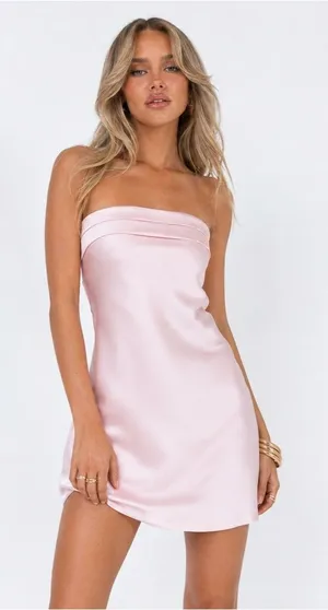 Princess Polly Pink Strapless Satin Mini Dress Size 12 Y2K Party Clubwear thumbnail 1