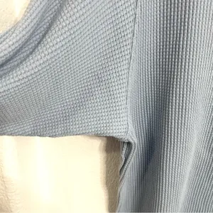 Aerie Womens Top Shirt Light Blue Waffle Knit Long Sleeve Comfort Size Medium thumbnail 6