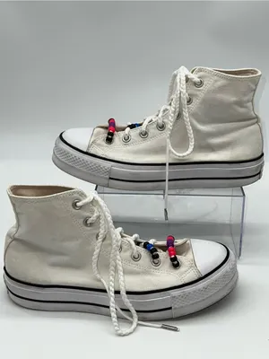 Converse Women's Chuck Taylor All Star Lift Hi White Canvas Sneaker-Size 10 thumbnail 2