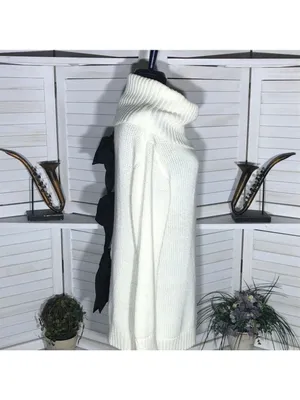 Poof! Cream Cowl Neck Open Back Bow Sweater Dress Size S thumbnail 3