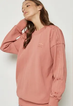 adidas Essential‎ Sweatshirt Waffle Knit Orange Size Small Crew Neck thumbnail 1