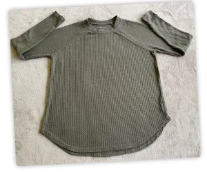 American Eagle Olive Green Waffle Knit Thermal Top Long Sleeve Women's XS thumbnail 1