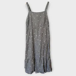 Madewell Embroidered Tiered Midi Plus Dress in Gingham Check Size 1X thumbnail 4
