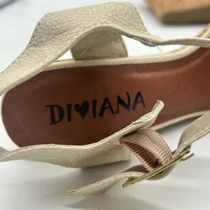 Diviana Sandal Womens Brown Cream‎ 8 Ankle Strap Open Toe Wedge Sandal NEW thumbnail 8