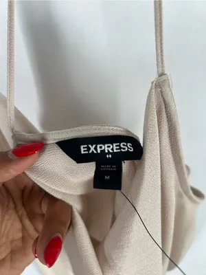 Express Light Nude‎ Chiffon Crepe Cowl Neck Spaghetti Strap Top M thumbnail 2