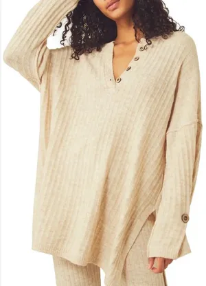 Free People Ribbed Knit Long Sweater size M thumbnail 1