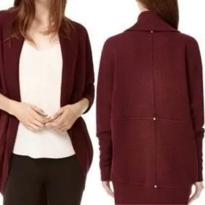 Aritzia Wilfred Diderot Cocoon Cardigan Maroon Purple Open Front Size XS thumbnail 2