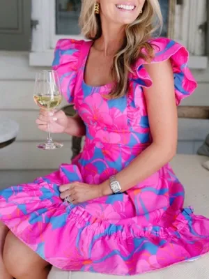 Tuckernuck X Cameran Eubanks Wimberly Wild Azalea Dress Linen Hot Pink Dress S thumbnail 1