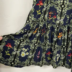 Agua Bendita X Target Blue Ruffled Ditsy Floral Mini Dress XXS Tiered Boho thumbnail 4