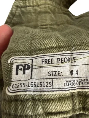 💚✨ Free People‎ Olive Green Distressed Overall Mini Dress Size 4 ✨💚 thumbnail 7