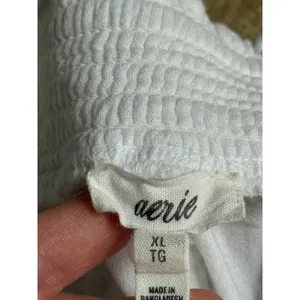 Aerie Gauzy High Waisted Short White Smocked Elastic Waist Beach Loungewear XL thumbnail 4