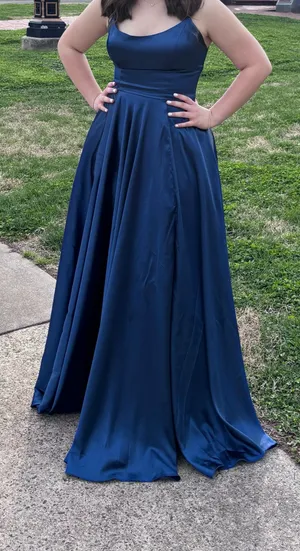 Stacees navy blue dress thumbnail 1