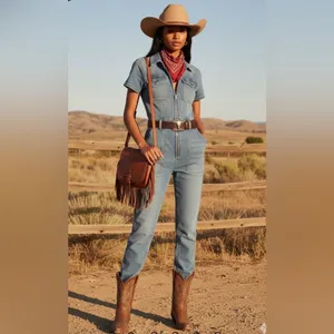 Good American denim jumpsuit, and it has a very clean, modern-utility vibe SZ 2 thumbnail 4