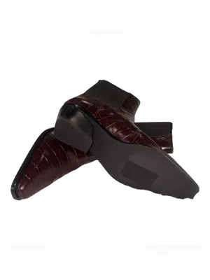 NEW Nordstrom Ainsley Croc-Embossed Brown Chelsea Ankle Boot 8.5 thumbnail 7