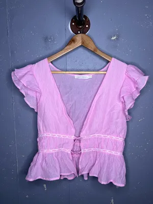 All in Favor Plisse Peplum Top Large thumbnail 2