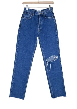 We the Free Women's 24 Distressed Straight Leg Raw Hem Button Fly Jean thumbnail 1