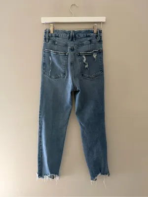 Good American Distressed High Rise Crop Jeans Women 2/26 Raw Hem thumbnail 5