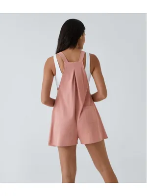 Halara Pockets Waffle Casual Short Overalls Size S (oversized) Muted Pink thumbnail 7