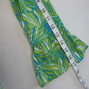 Lilly Pulitzer Silk Cotton Floral Bell Sleeve Dress Blue Green XS 96212 thumbnail 11