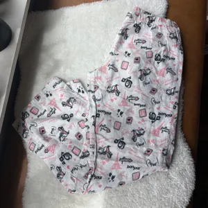 Forever 21 Lingerie Paris Print Pajama Pants White Pink Small Petit Cotton‎ thumbnail 1
