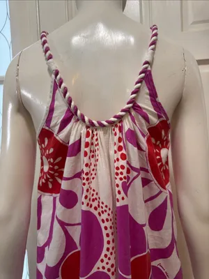 Farm Rio Maia Linen Jumpsuit Bold Floral Fuchsia & Red Size Small thumbnail 11