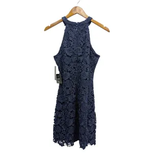 Lulus Love Poem Navy Blue Halter Neck Lace Mini Dress in Medium NWT thumbnail 3